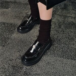 Staccato Shiny Black Loafers for Women
